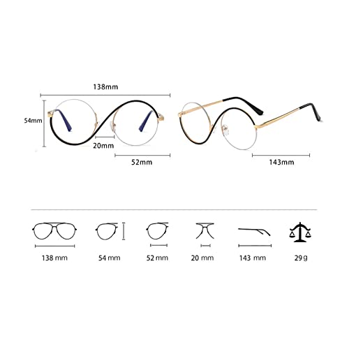 willochra unique Round Blue Light Blocking Glasses for women men Retro Metal Frame Computer Eyewear Anti Eyestrain Eyeglasses (gold) - Image 4