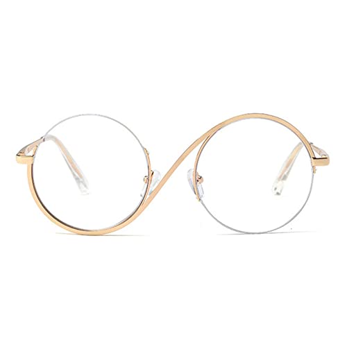 willochra unique Round Blue Light Blocking Glasses for women men Retro Metal Frame Computer Eyewear Anti Eyestrain Eyeglasses (gold) - Image 2