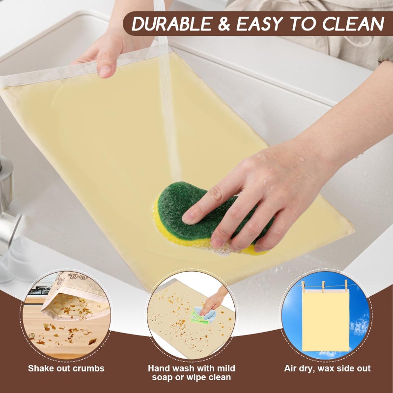 fufeisi Beeswax Bread Bags for Sourdough, 3 Pack Reusable Bread Bag for Storage - XL 17x13 Inch and 10x8 Inch, Large Linen Bags for Homemade Sourdough - Keep Fresh, Freezer Safe - Image 5