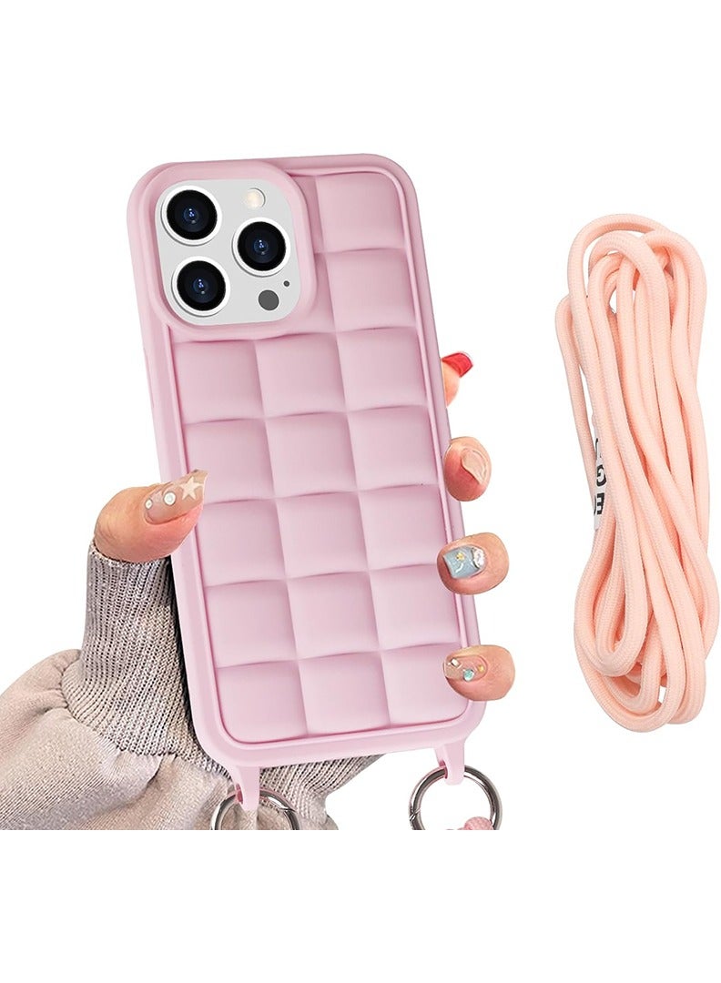 Theodor Crossbody Cute Lanyard Strap Case For iPhone 14 Pro Max Necklace Cord Candy Silicone Soft Cover Pink  - Image 1