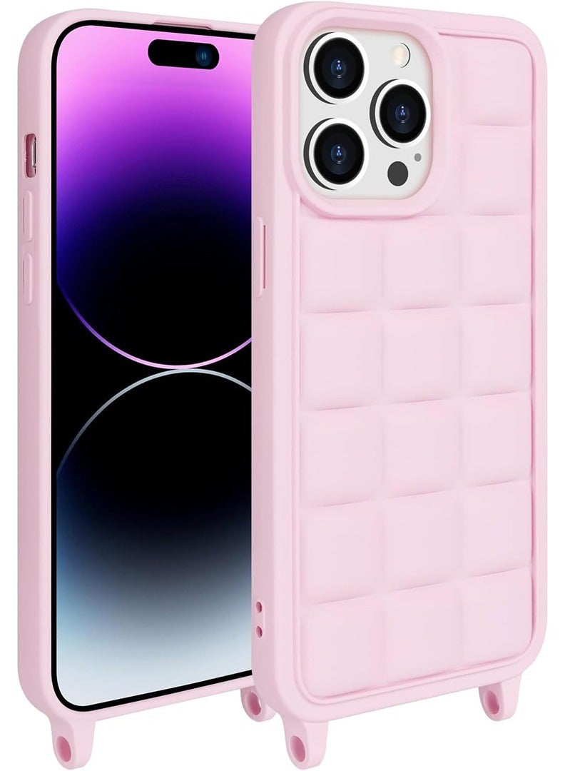 Theodor Crossbody Cute Lanyard Strap Case For iPhone 14 Pro Max Necklace Cord Candy Silicone Soft Cover Pink  - Image 4