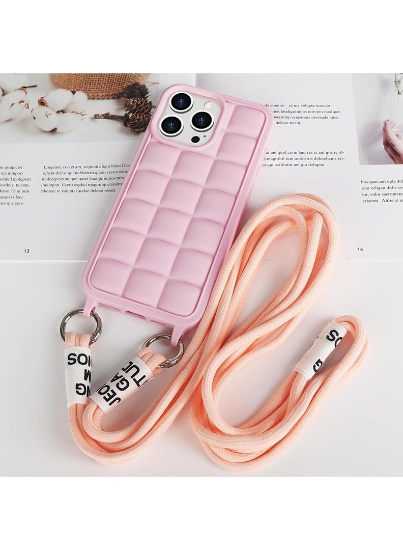 Theodor Crossbody Cute Lanyard Strap Case For iPhone 14 Pro Max Necklace Cord Candy Silicone Soft Cover Pink  - Image 3
