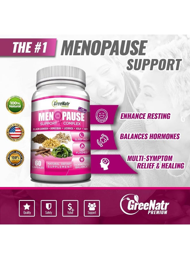 GreeNatr Menopause Supplements for Women - Perimenopause Supplements Women with Dong Quai & Black Cohosh for Menopause Hot Flashes - Menopause Support for Sleep Quality & Hormone Balance - 60 Caps - Image 2