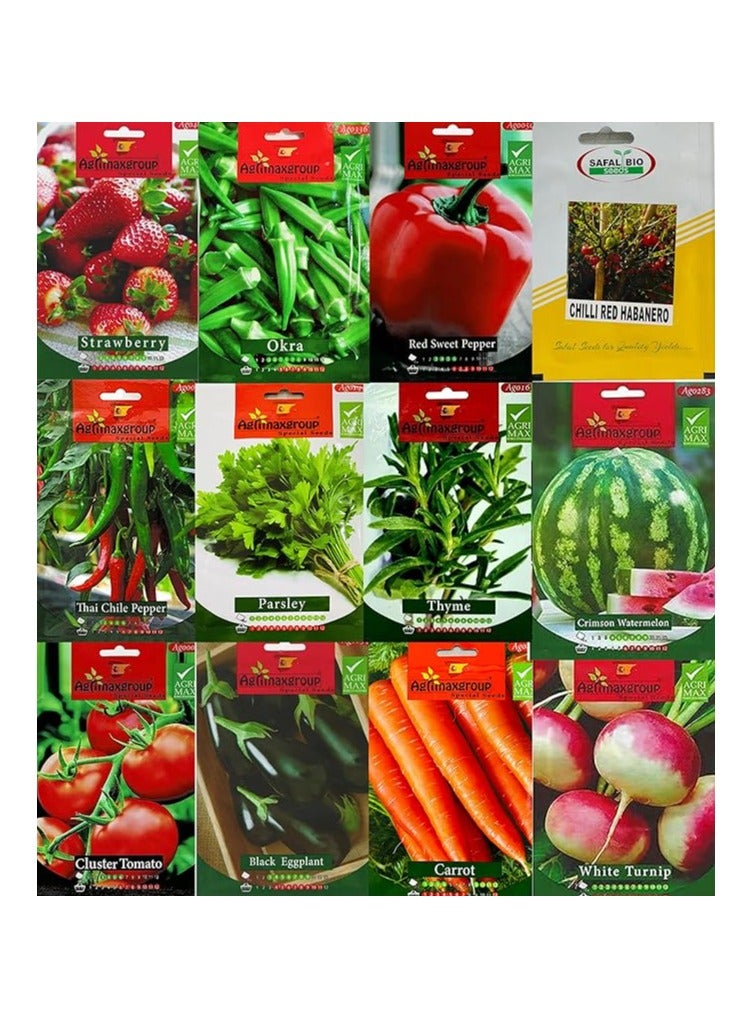 Premium Quality by Agrimaxgroup & Safal bio Hybrid, seeds Organic Non GMO Vegetable & Fruits Seeds for Home and Garden Potted Plants,Easy to Plant,| 12pcs