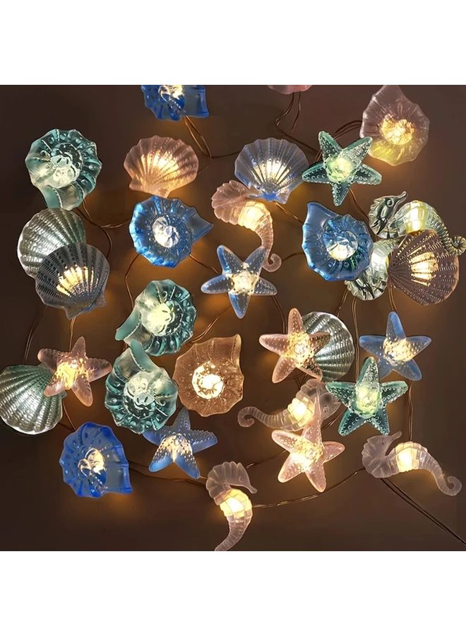 118.11 Inch 30 LED Ocean Light Strand Set Snail Shell Starfish Battery Powered Holiday Decor - Image 3