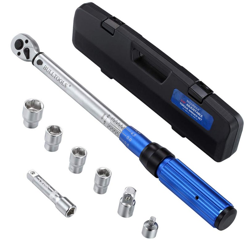 BULLTOOLS 38inch Drive DualDirection Click Torque Wrench Set 90tooth High Accuracy Torque Wrench with Buckle 10100ftlb20135Nm