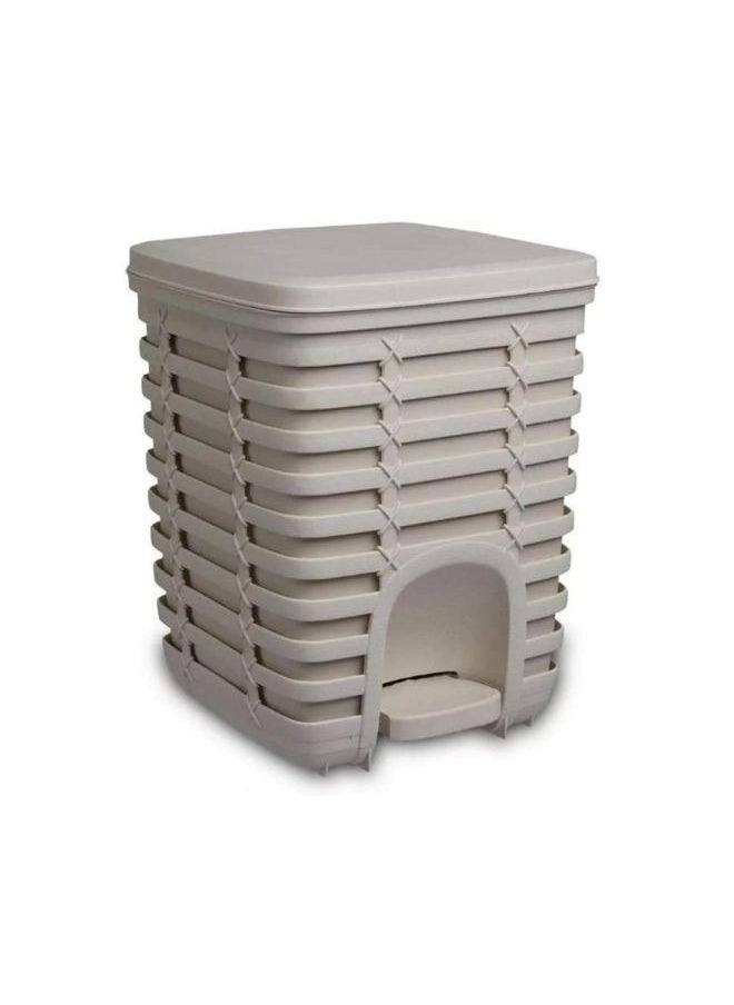Primanova - Palm trash can 9 liter with swing lid and pedal for bathroom bedroom laundry room or office beige - Image 1