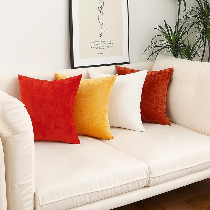 Jeneoo Burnt Orange Decorative Throw Pillow Covers Soft Chenille Comfy Square Rust Couch Cushion Cases Decor (Set of 2, 20 x 20 Inches) - Image 5