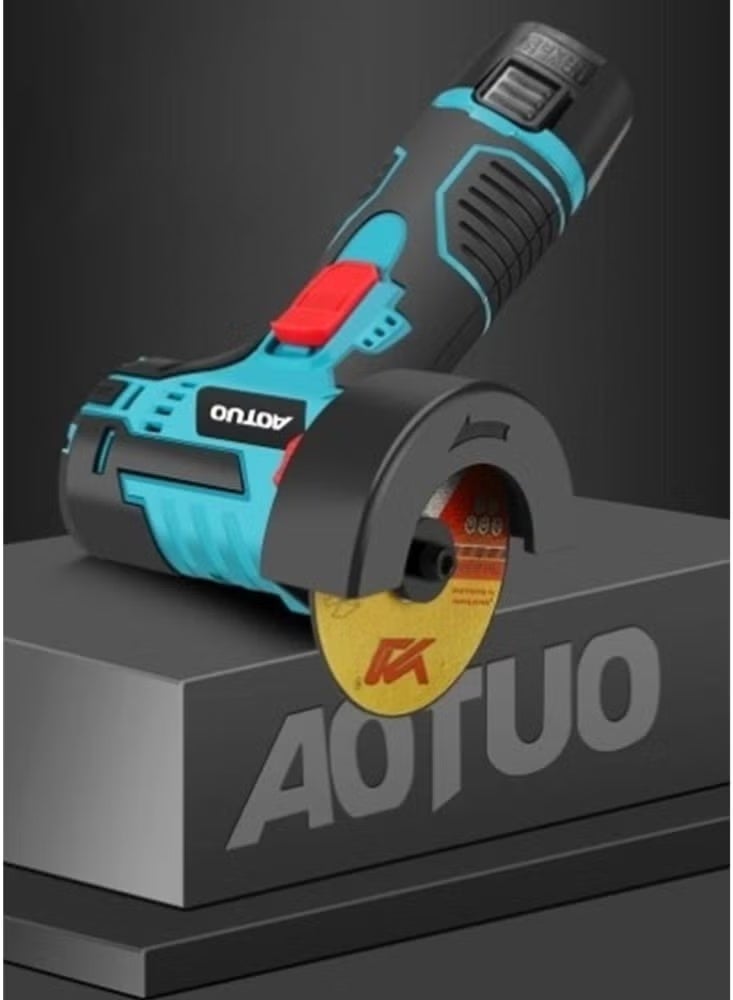 AOTUO مطحنة زاوية، مطحنة لاسلكية، قرص طحن 3 بوصات/76 مم، أداة كهربائية 19500 دورة في الدقيقة، أداة مطحنة، قاطع محمول يأتي مع بطاريتين 12 فولت وقفازات، 2 قرص قطع - Image 3