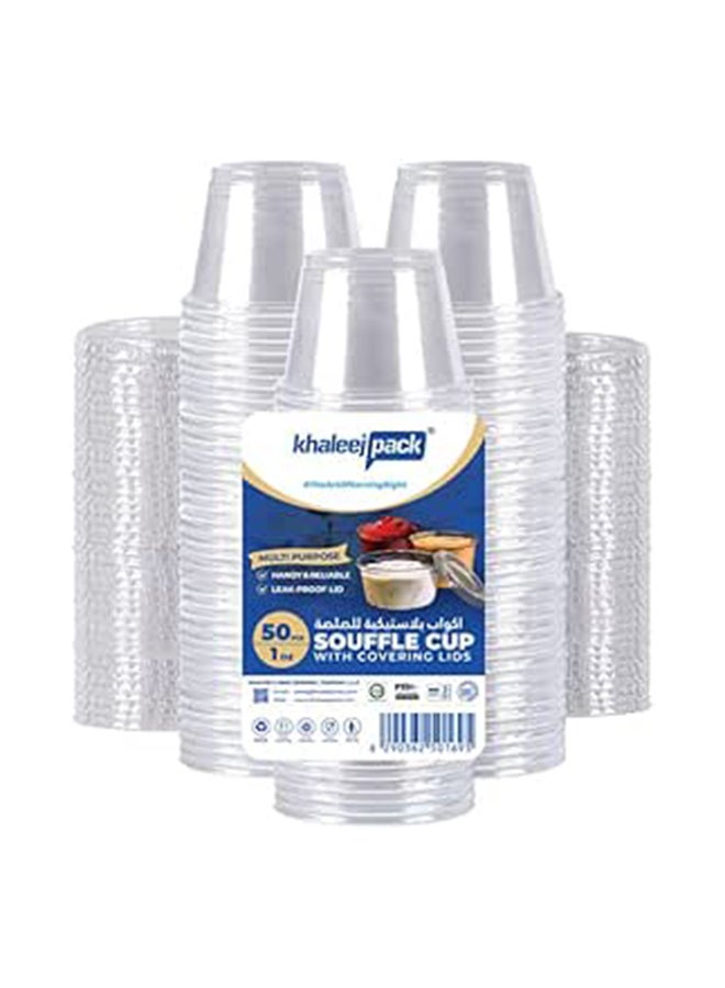 Khaleej Pack Pack Of 50, 3oz Condiment Cups, Sauce And Dip Container Plastic Disposable Portion Cups With Lids - Image 2