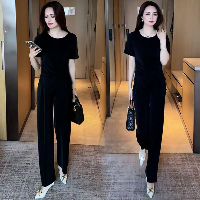 High-End Design Casual Suit for Women, 2026 Summer New Stylish Age-Reducing Mom Outfit, Straight-Leg Pants Two-Piece Set Trendy - Image 4