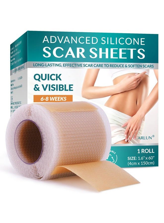 Arlun Silicone Scar Tape, Silicone Scar Sheets, Scar Tape for Surgical Scars, Silicone Tape for Scars, Scar Sheets for Surgical Scars, C-Section, Tummy Tuck and Keloid (1.6"x 60" Roll-1.5M) - Image 1