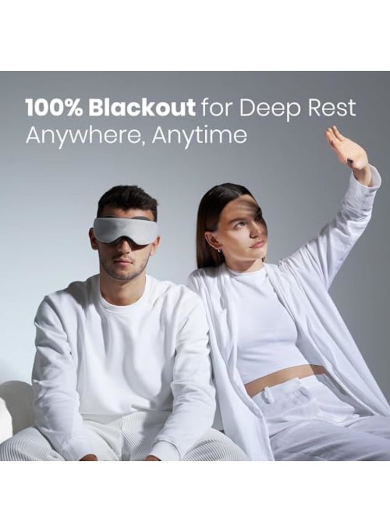 Luckam Sleep Eye Mask, 100% Blackout - Comfortable & Adjustable, Zero Eye Pressure - No Pressure Blindfold Ideal for Men & Women, Ideal for Travel/Napping/Night Shift - Gray - Image 2