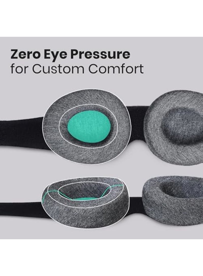 Luckam Sleep Eye Mask, 100% Blackout - Comfortable & Adjustable, Zero Eye Pressure - No Pressure Blindfold Ideal for Men & Women, Ideal for Travel/Napping/Night Shift - Gray - Image 4