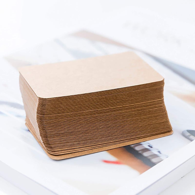 VANRA 300 Small Blank Cards 3.5x2 inches Color Cardstock Study Flash Cards Index Cards, Unruled with Rounded Corners (Kraft Brown, 300/Pack) - Image 5