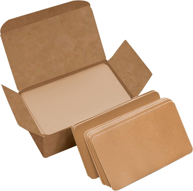 VANRA 300 Small Blank Cards 3.5x2 inches Color Cardstock Study Flash Cards Index Cards, Unruled with Rounded Corners (Kraft Brown, 300/Pack) - Image 1
