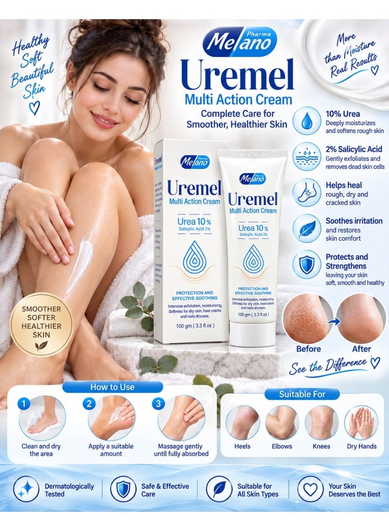 Melano Pharma Uremel Multi Action Cream Urea 10% Salicylic Acid 2% 100 g - Image 2