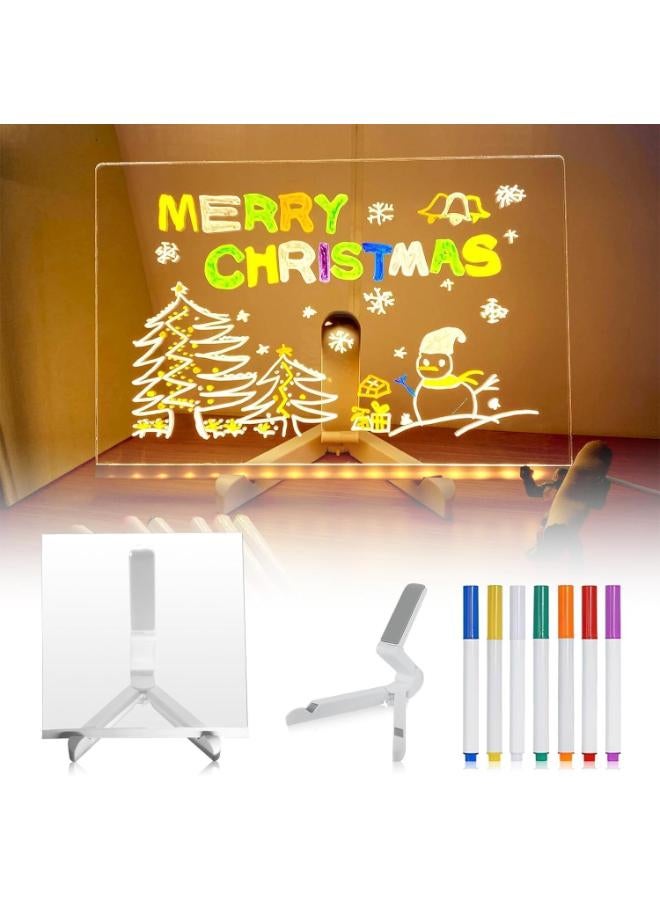 لوحة كتابة أكريليك بإضاءة LED عامة مع حامل و8 أقلام تلوين - Image 4