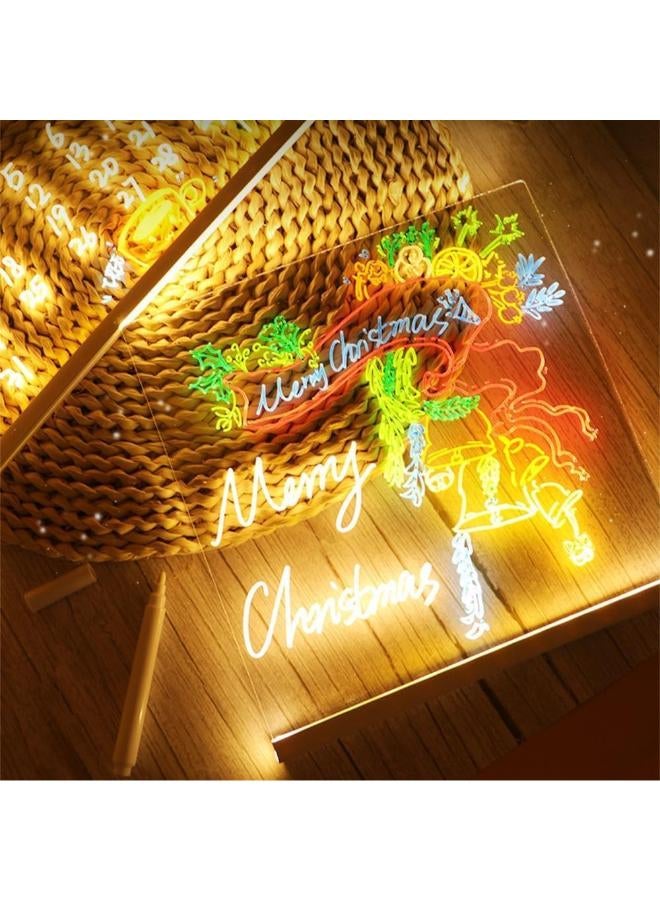 لوحة كتابة أكريليك بإضاءة LED عامة مع حامل و8 أقلام تلوين - Image 2