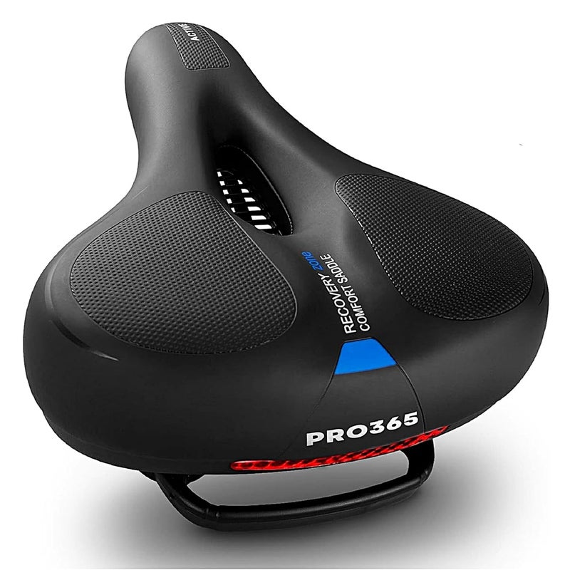 PRO365 Universal Bike Seat Cushion | Waterproof Cycle Seat | Wide Long Lasting Memory Foam | Breathable Comfort Saddle | Red Reflective Strip | 1 Year Brand Warranty | - Image 1