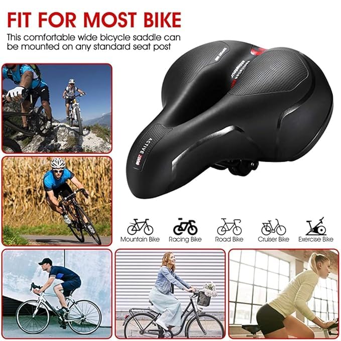PRO365 Universal Bike Seat Cushion | Waterproof Cycle Seat | Wide Long Lasting Memory Foam | Breathable Comfort Saddle | Red Reflective Strip | 1 Year Brand Warranty | - Image 5