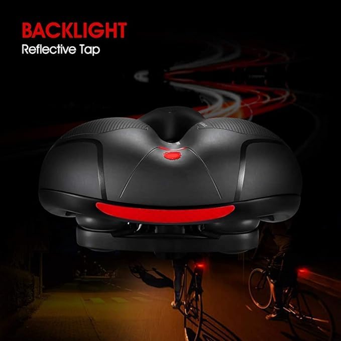PRO365 Universal Bike Seat Cushion | Waterproof Cycle Seat | Wide Long Lasting Memory Foam | Breathable Comfort Saddle | Red Reflective Strip | 1 Year Brand Warranty | - Image 2