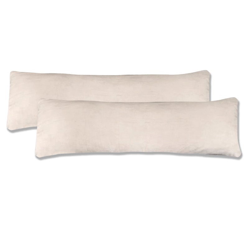 Fresh Ideas Microsuede Body Pillow Cover 20 inches by 54 inches Natural 2Pack