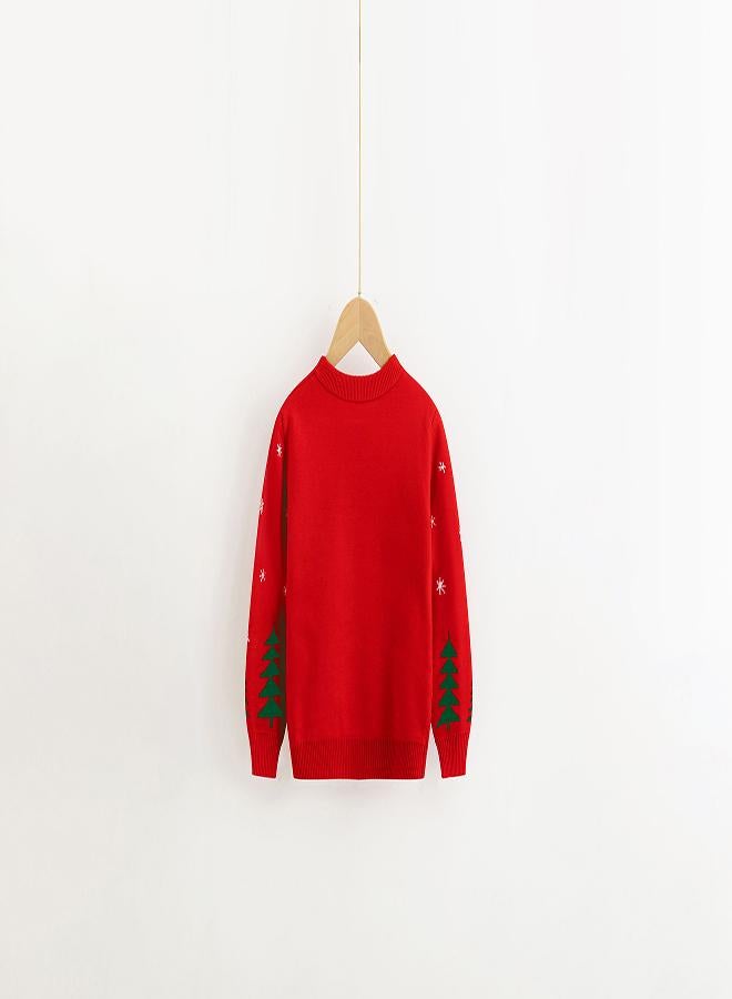 babyqlo Santa’s Sleigh Night Scene Sweater - Red - Image 2