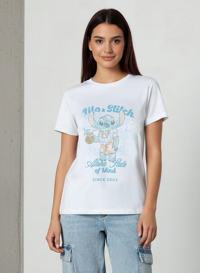 SP Characters Cotton T-shirt with Lilo and Stitch Print - Image 1