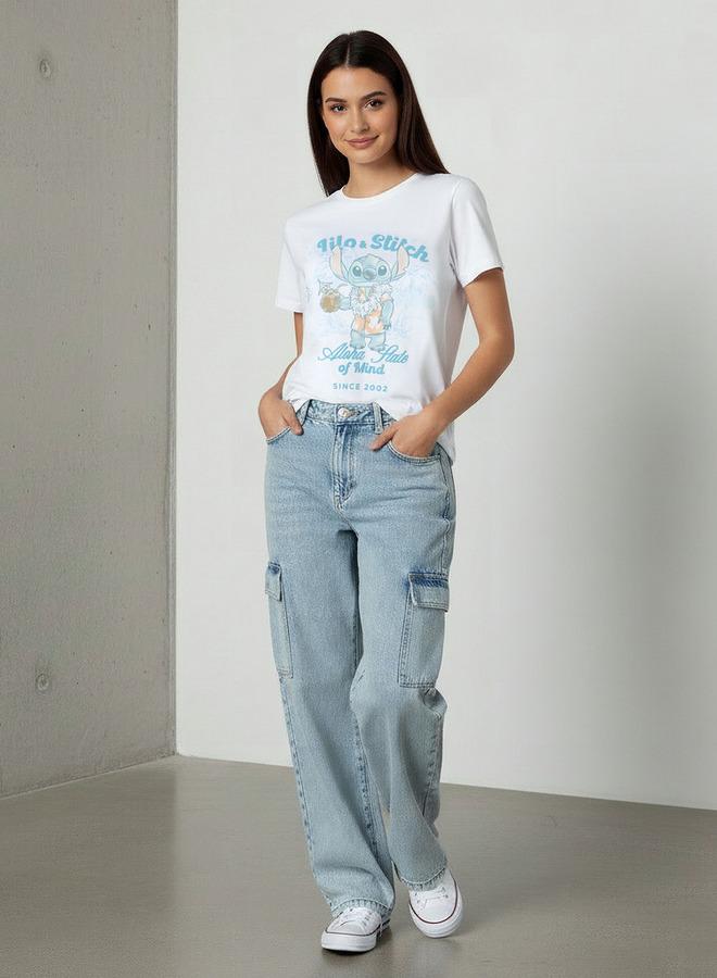 SP Characters Cotton T-shirt with Lilo and Stitch Print - Image 2
