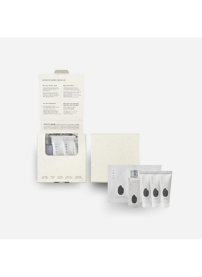 House of Dohwa - Travel Kit L Essential Tsa Friendly Skincare Sample Set L Exfoliating Cleanser Hydrating Toner Moisturising Cream 2 Wash Off Masks Product Of Korea - Image 1