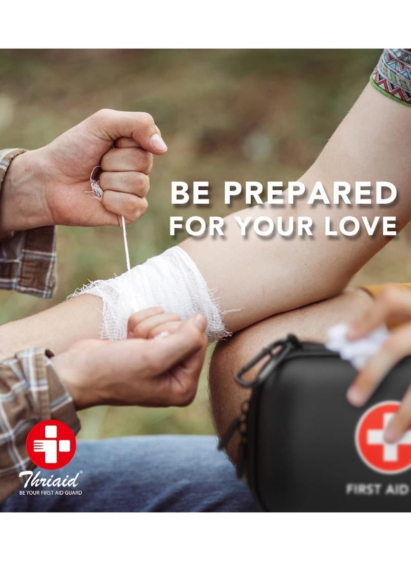 الحلم مجموعة إسعافات أولية من 120 قطعة - حقيبة طبية محمولة مقاومة للماء بهيكل صلب لحالات الطوارئ والسفر والتخييم والمشي لمسافات طويلة والمنزل والمكتب والسيارة - صغيرة الحجم وخفيفة الوزن (أسود) - Image 5