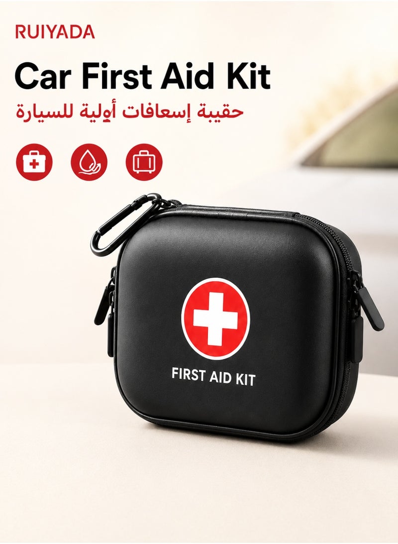 RUIYADA 120-Piece First Aid Kit - Waterproof Hard Shell Portable Medical Case for Emergencies, Travel, Camping, Hiking, Home, Office & Car - Compact & Lightweight (Black) - Image 1