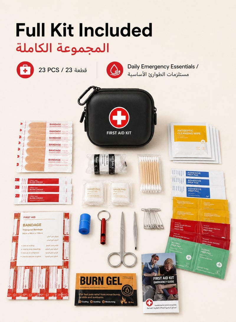 RUIYADA 120-Piece First Aid Kit - Waterproof Hard Shell Portable Medical Case for Emergencies, Travel, Camping, Hiking, Home, Office & Car - Compact & Lightweight (Black) - Image 2