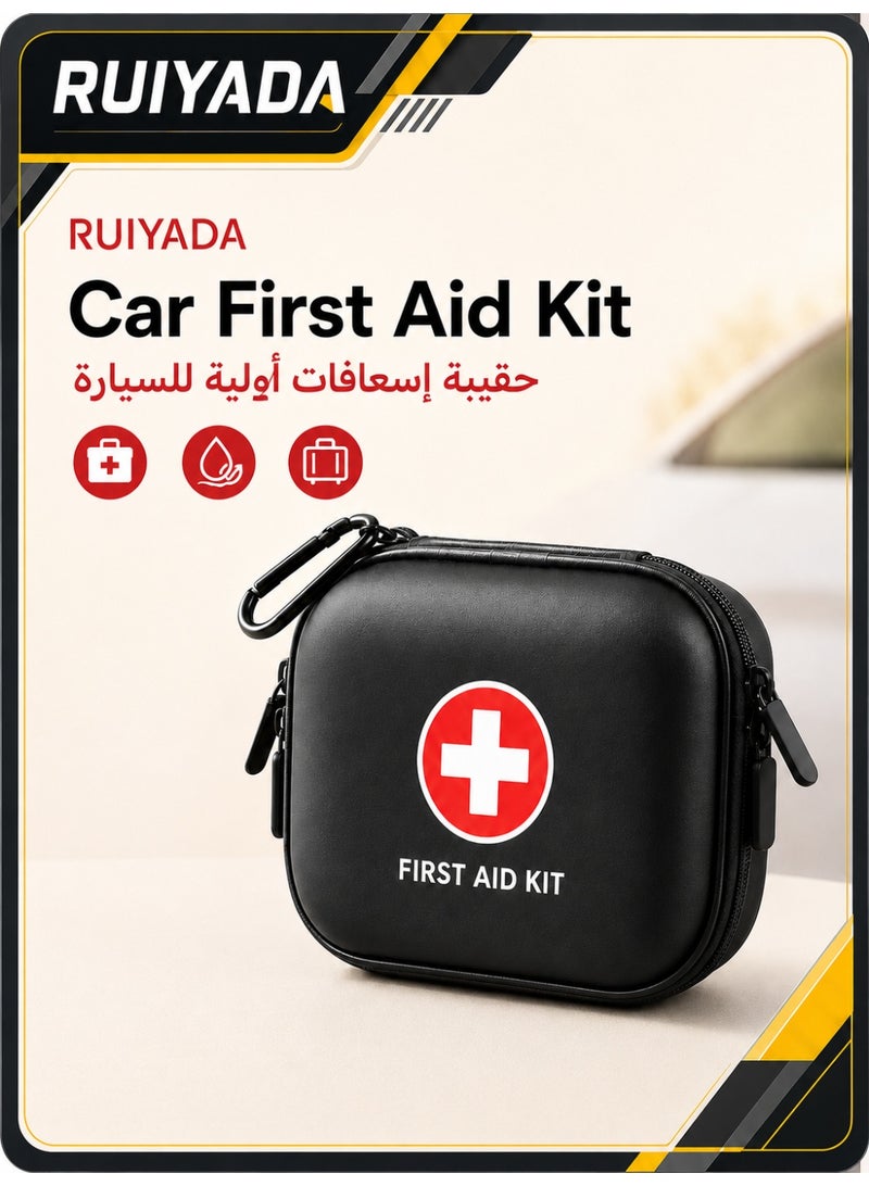 RUIYADA 120-Piece First Aid Kit - Waterproof Hard Shell Portable Medical Case for Emergencies, Travel, Camping, Hiking, Home, Office & Car - Compact & Lightweight (Black) - Image 1