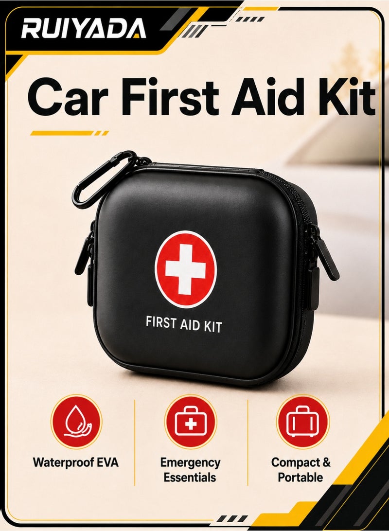 RUIYADA 120-Piece First Aid Kit - Waterproof Hard Shell Portable Medical Case for Emergencies, Travel, Camping, Hiking, Home, Office & Car - Compact & Lightweight (Black) - Image 1