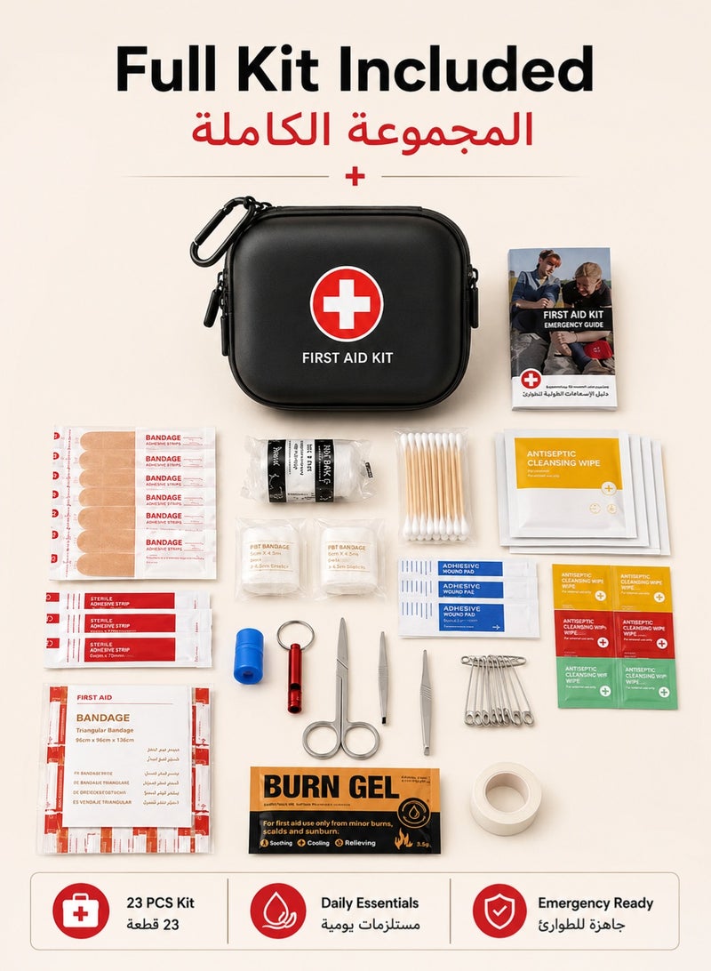 RUIYADA 120-Piece First Aid Kit - Waterproof Hard Shell Portable Medical Case for Emergencies, Travel, Camping, Hiking, Home, Office & Car - Compact & Lightweight (Black) - Image 2