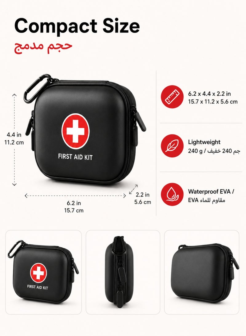 RUIYADA 120-Piece First Aid Kit - Waterproof Hard Shell Portable Medical Case for Emergencies, Travel, Camping, Hiking, Home, Office & Car - Compact & Lightweight (Black) - Image 3