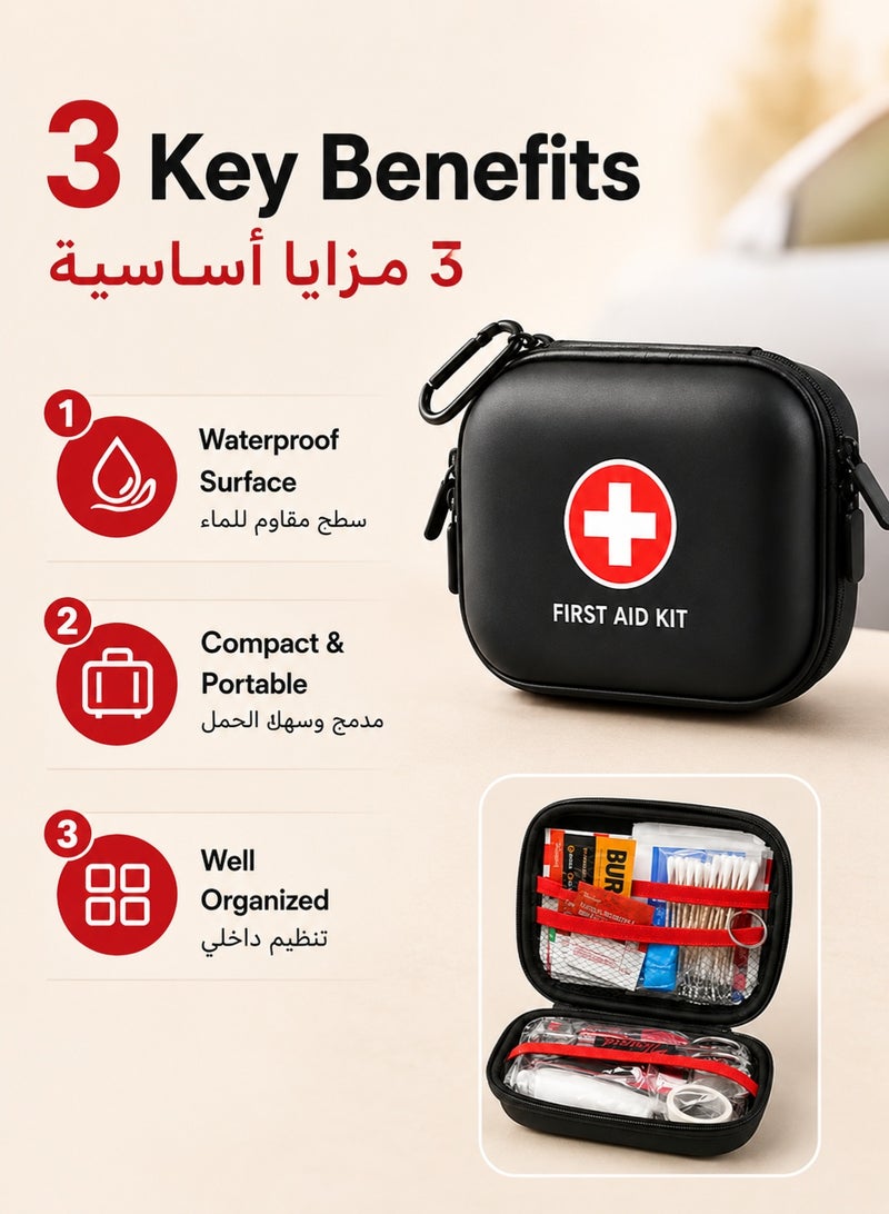 RUIYADA 120-Piece First Aid Kit - Waterproof Hard Shell Portable Medical Case for Emergencies, Travel, Camping, Hiking, Home, Office & Car - Compact & Lightweight (Black) - Image 5