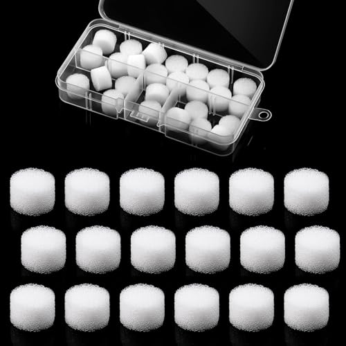 Glooglitter 20 Pcs Replacement Air Filter Sponge for Compressor Foam Filters Round White Replacement Sponges with Portable Storage Box for Compressor System Accessories Cool Mist Device Inhaler - Image 1