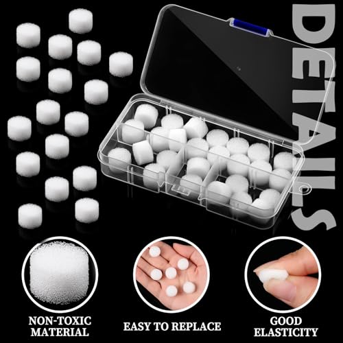 Glooglitter 20 Pcs Replacement Air Filter Sponge for Compressor Foam Filters Round White Replacement Sponges with Portable Storage Box for Compressor System Accessories Cool Mist Device Inhaler - Image 3