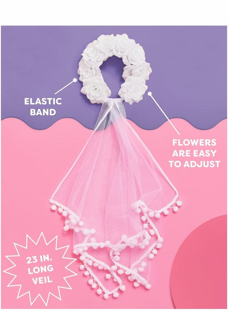 Bachelorette Party Decoration Kit,  Flower Crown Bridal Wedding Veil White for Bachelorette Bridal Shower Engagement Wedding Party Favor - Image 5