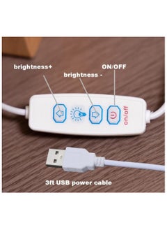 ARNOTEC Brightness adjustable small table lamp USB port - LED wick wooden bedside lamp simple bedroom lamp linen lampshade mini table lamp night light bedside table lamp suitable for bedroom, living room, children  - Image 3
