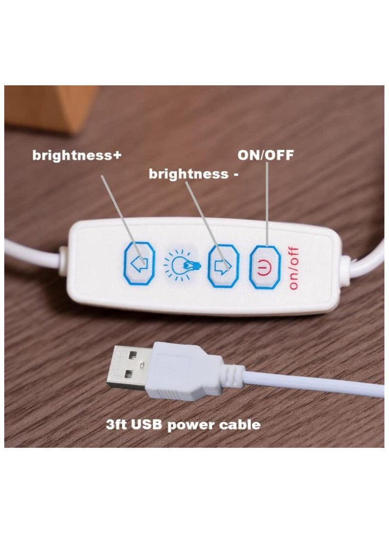 ARNOTEC - Brightness adjustable small table lamp USB port - LED wick wooden bedside lamp simple bedroom lamp linen lampshade mini table lamp night light bedside table lamp suitable for bedroom, living room, children - Image 1