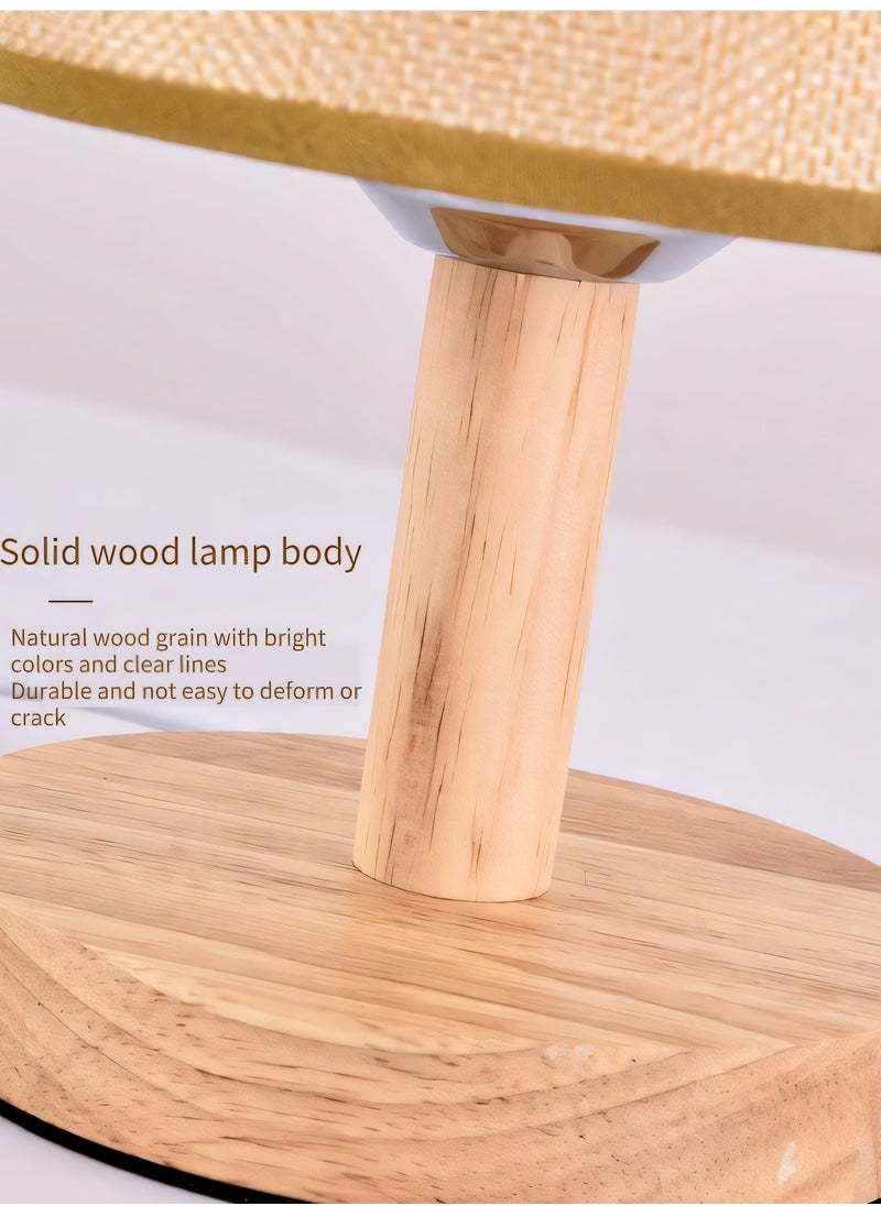 ARNOTEC - Brightness adjustable small table lamp USB port - LED wick wooden bedside lamp simple bedroom lamp linen lampshade mini table lamp night light bedside table lamp suitable for bedroom, living room, children - Image 1