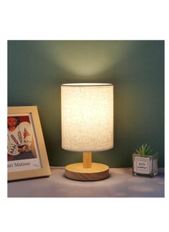 ARNOTEC Brightness adjustable small table lamp USB port - LED wick wooden bedside lamp simple bedroom lamp linen lampshade mini table lamp night light bedside table lamp suitable for bedroom, living room, children  - Image 5