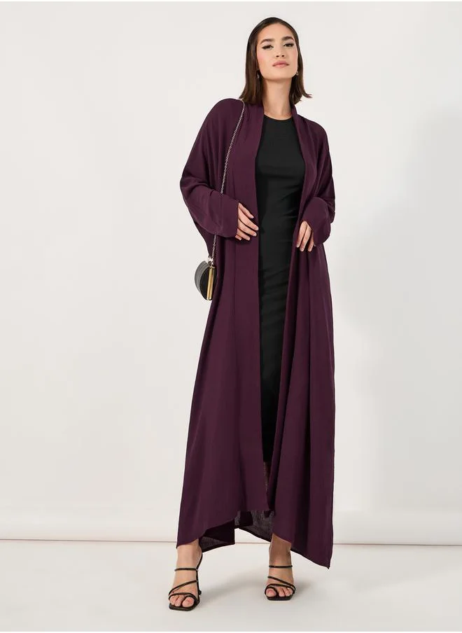 Styli Solid Batwing Sleeves Crepe Abaya