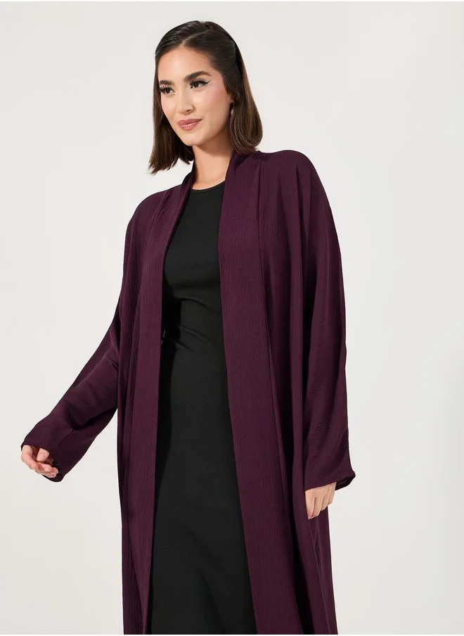 Styli Solid Batwing Sleeves Crepe Abaya