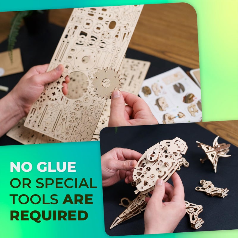 UGEARS Wooden 3D Puzzles for Adults - Triceratops Dinosaur Puzzle DIY Craft Kits Mechanical Models for Adults to Build - 3D Wooden Dinosaur Automaton Model Kit Wood Puzzles Adult - 400 Pcs - Image 5