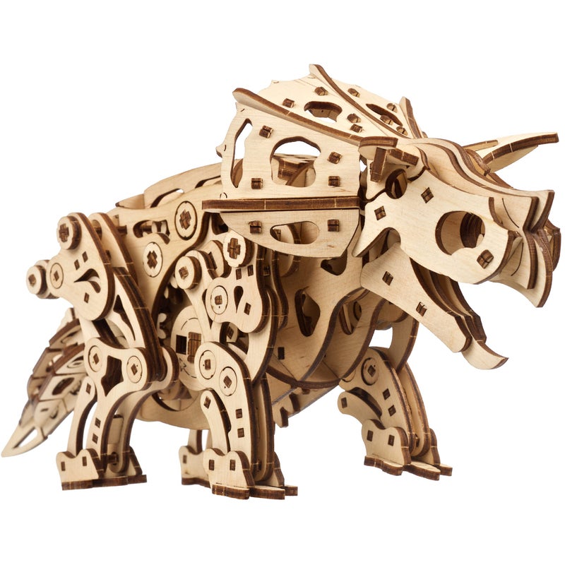 UGEARS Wooden 3D Puzzles for Adults - Triceratops Dinosaur Puzzle DIY Craft Kits Mechanical Models for Adults to Build - 3D Wooden Dinosaur Automaton Model Kit Wood Puzzles Adult - 400 Pcs - Image 1